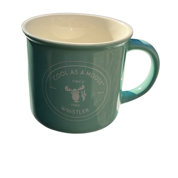 MUG 'Cool As A Moose ' Since 1986 Whistler BC Teal Coffee Tea Cup Ceramic 12 oz - Picture 3 of 8